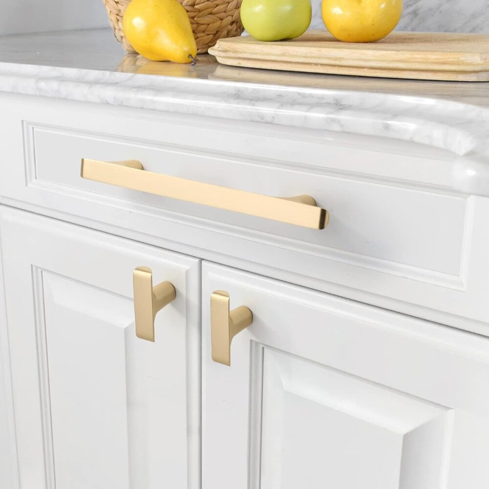 10 Pack Brushed Gold Cabinet Pulls, 5 Inch(128MM) Hole Centers